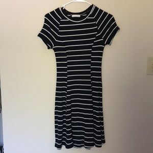 Navy and white striped dress